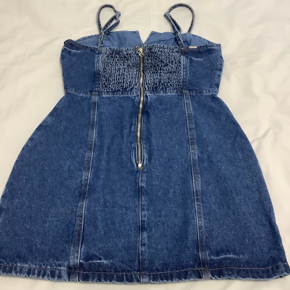 You Com Smocked back jeans straps mini-dress Size M (698) - Picture 5 of 16